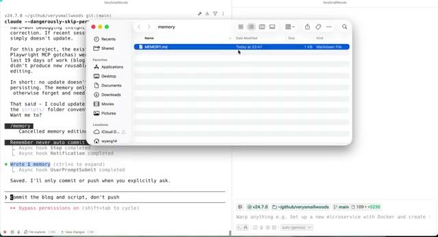 MEMORY.md 文件中自动记录的用户偏好 — AI 自主将规则持久化为文件内容